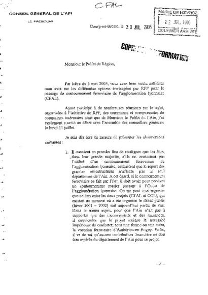 L'avis du Conseil Général de l'Ain L'avis du Conseil Général de l'Ain