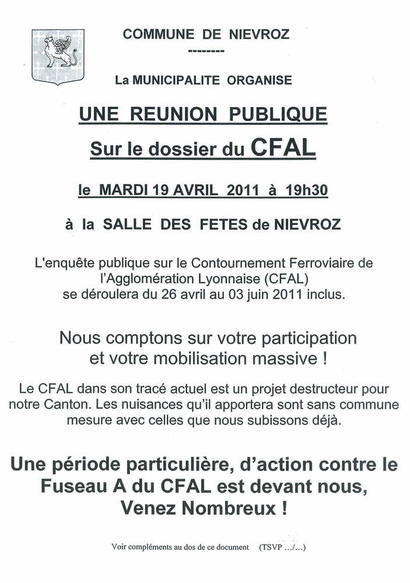 Réunion Publique CFAL Réunion Publique CFAL